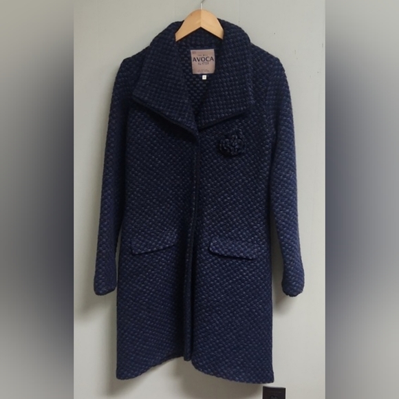 Avoca The Mill Coat Womens Size 4 Quality Piece Blue 70% Wool EUC - Picture 1 of 5